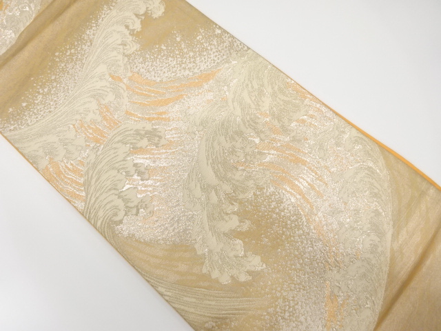 JAPANESE KIMONO / ANTIQUE FUKURO OBI / SILK / WOVEN ROUGH WAVE